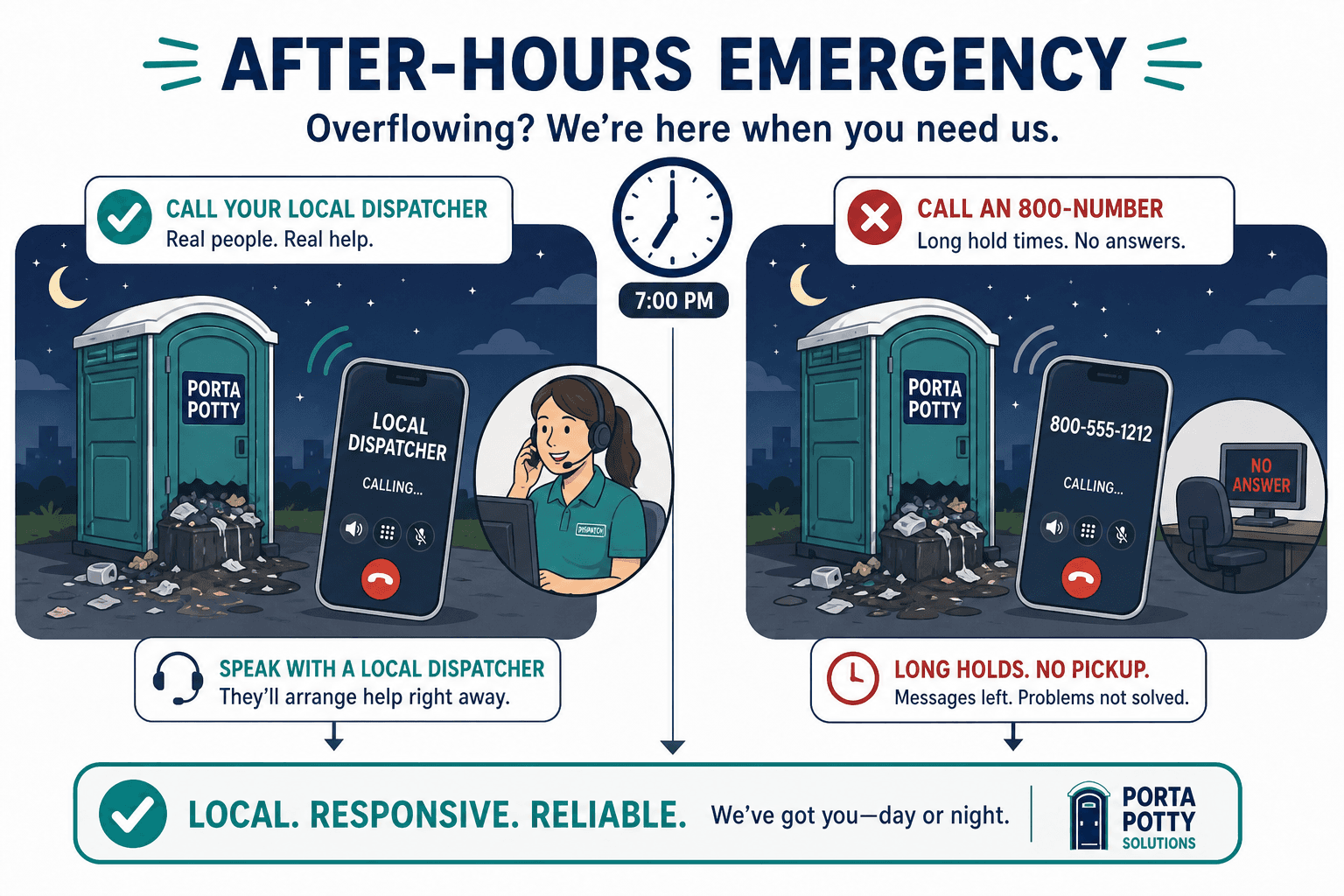 After-Hours Porta Potty Emergencies: Who Should Answer, illustrated guide