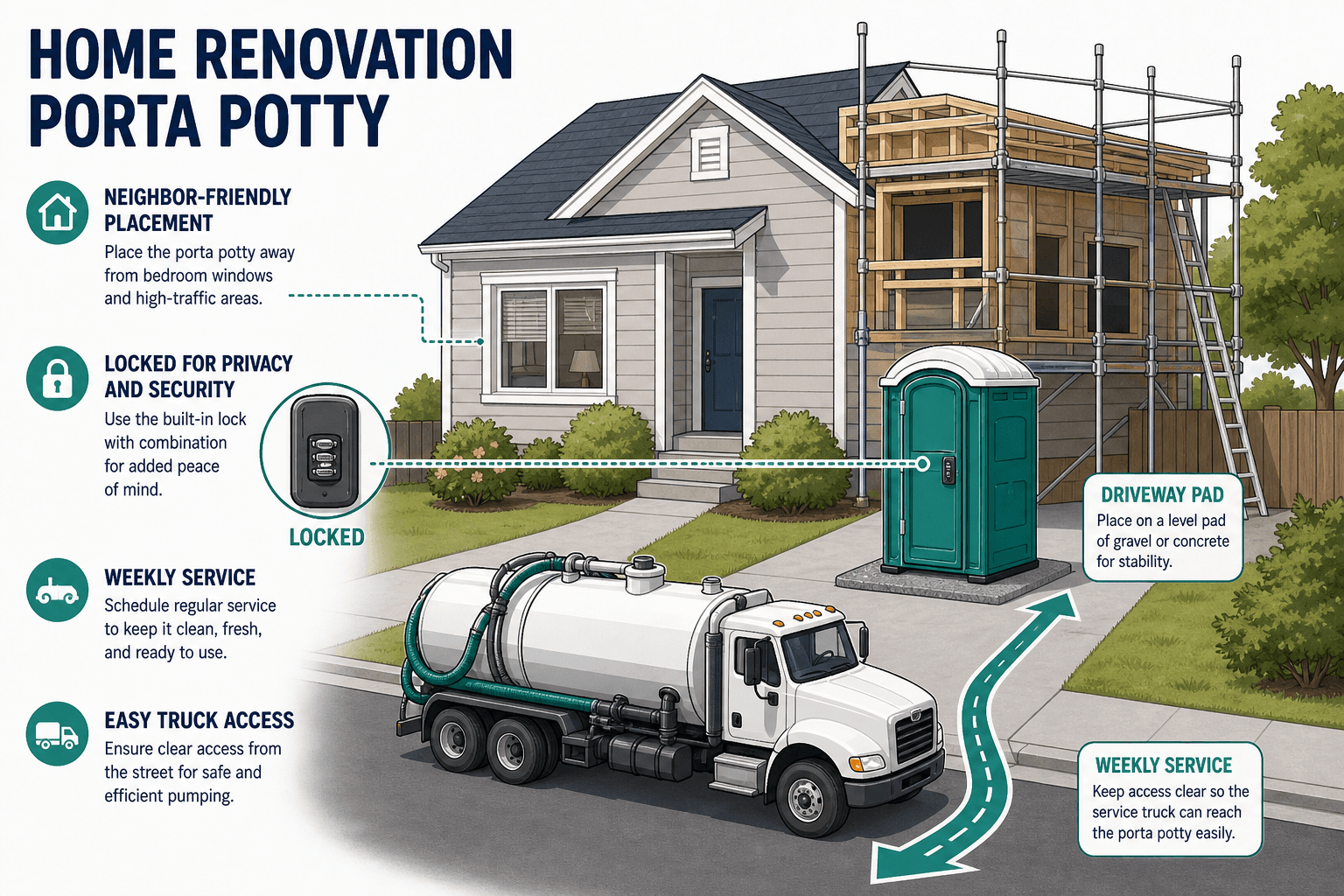 Porta Potty Rental for Home Renovation in Prince George's County, DC & Montgomery County, illustrated guide