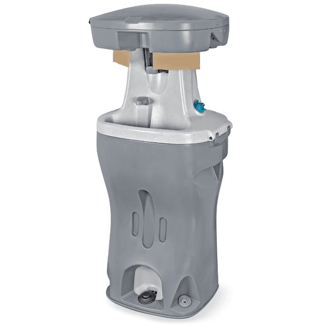 Portable foot-pump hand-wash station with soap and paper towels